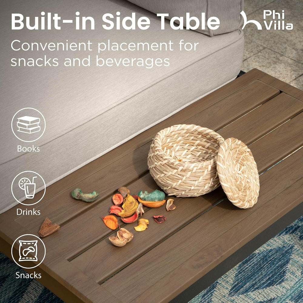 PHI VILLA 4-Seat Metal Patio Sofa Sectional Set with Gray Cushions