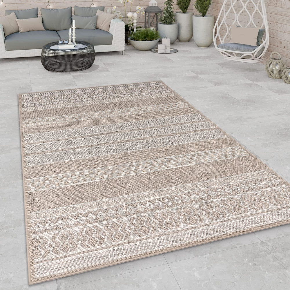 Paco Home Outdoor Rug for Patio or Balcony Modern flatweave Boho Ornaments in...