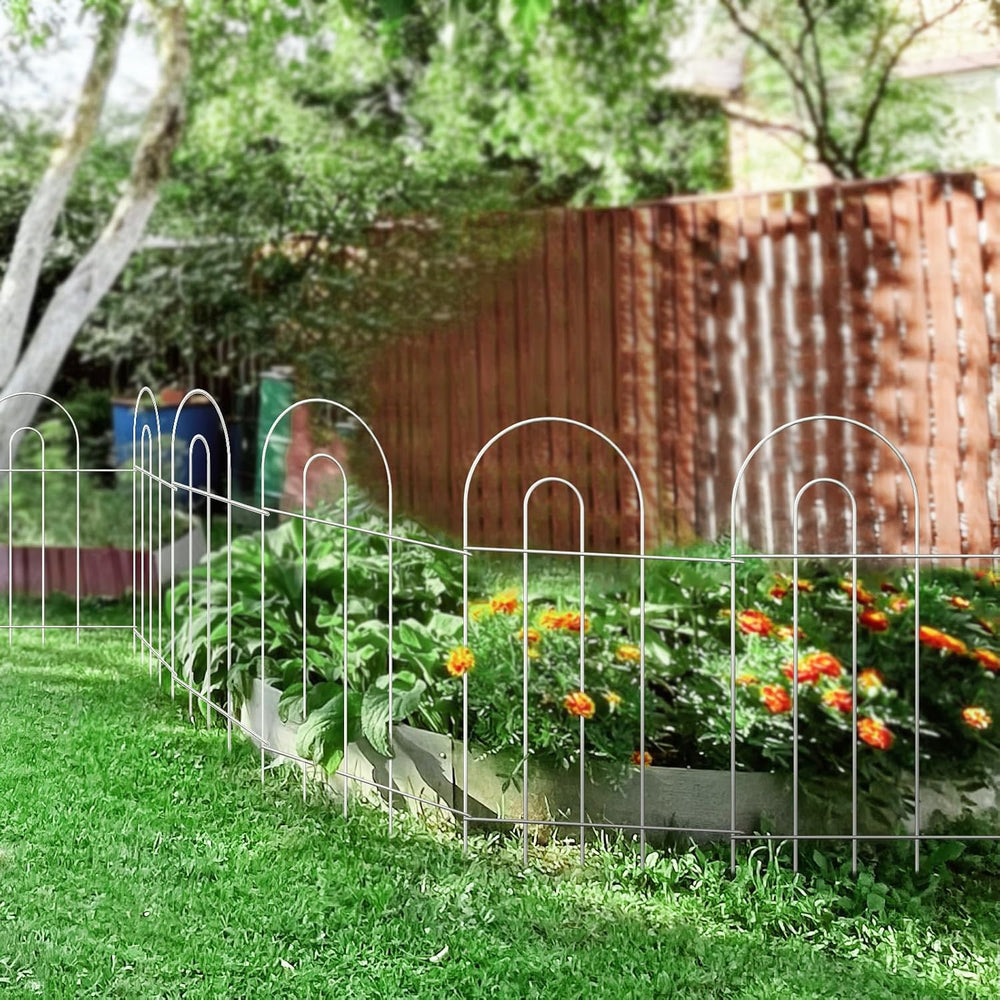 Decorative White Garden Border Fence 32inX20ft Metal Wire Garden Fencing