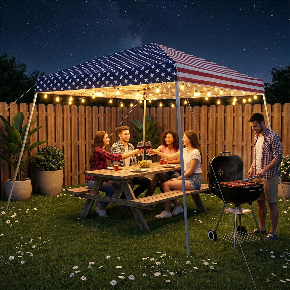 11 x 11 FT Pop Up Canopy Tent, Outdoor Easy Setup Instant Canopy, Flag