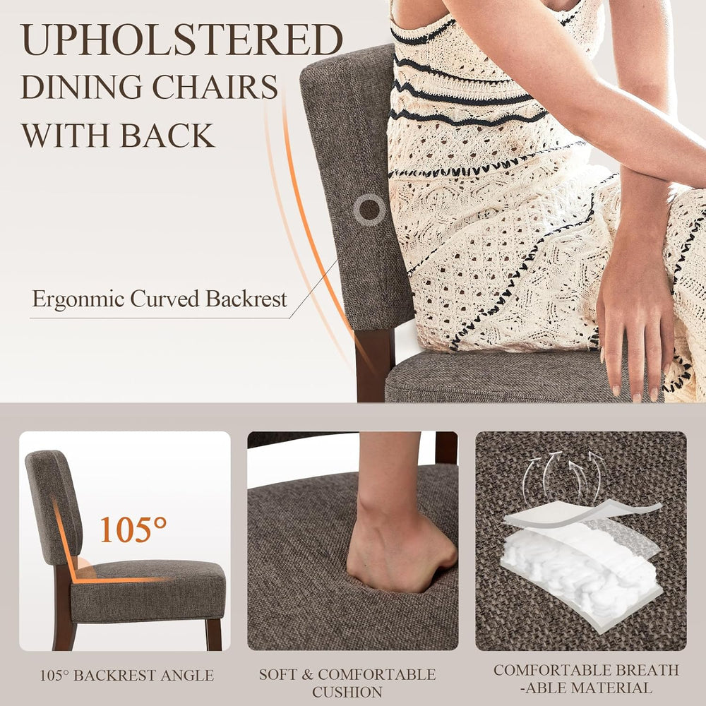 COLAMY Upholstered Dining Chairs Set of 2, Fabric Kitchen Chairs with Padded ...