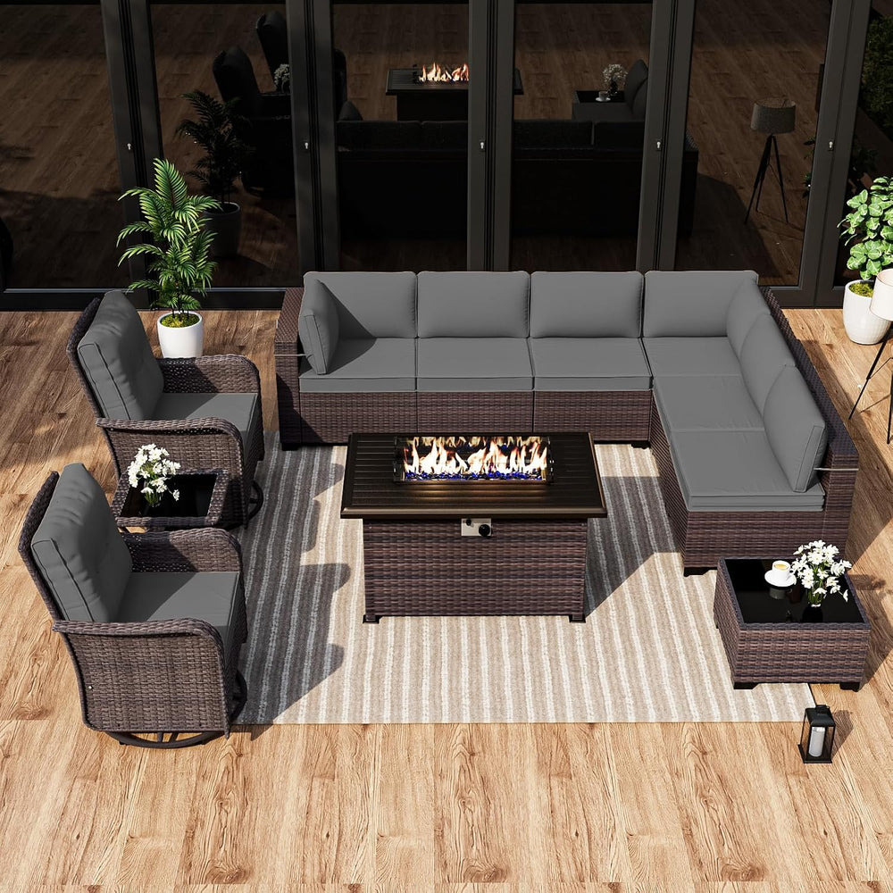 ALAULM Patio Furniture Set with 2 Swivel Chairs, Outdoor Sectional with 55000...