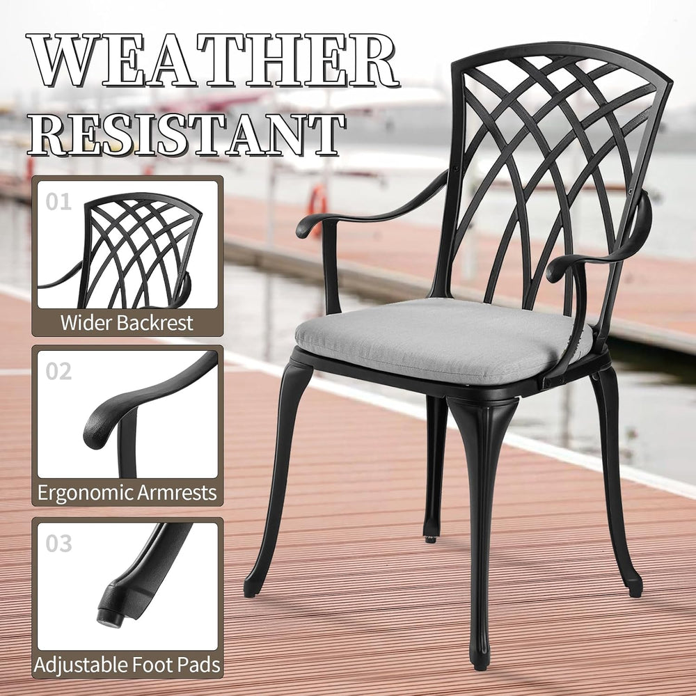3 Piece Patio Bistro Set with Cushions, Outdoor Bistro Table and Chairs Set o...