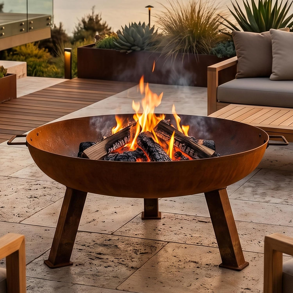 Sunnydaze Cast Iron Heavy Duty Small Fire Pit for Outside Wood Burning, 24"