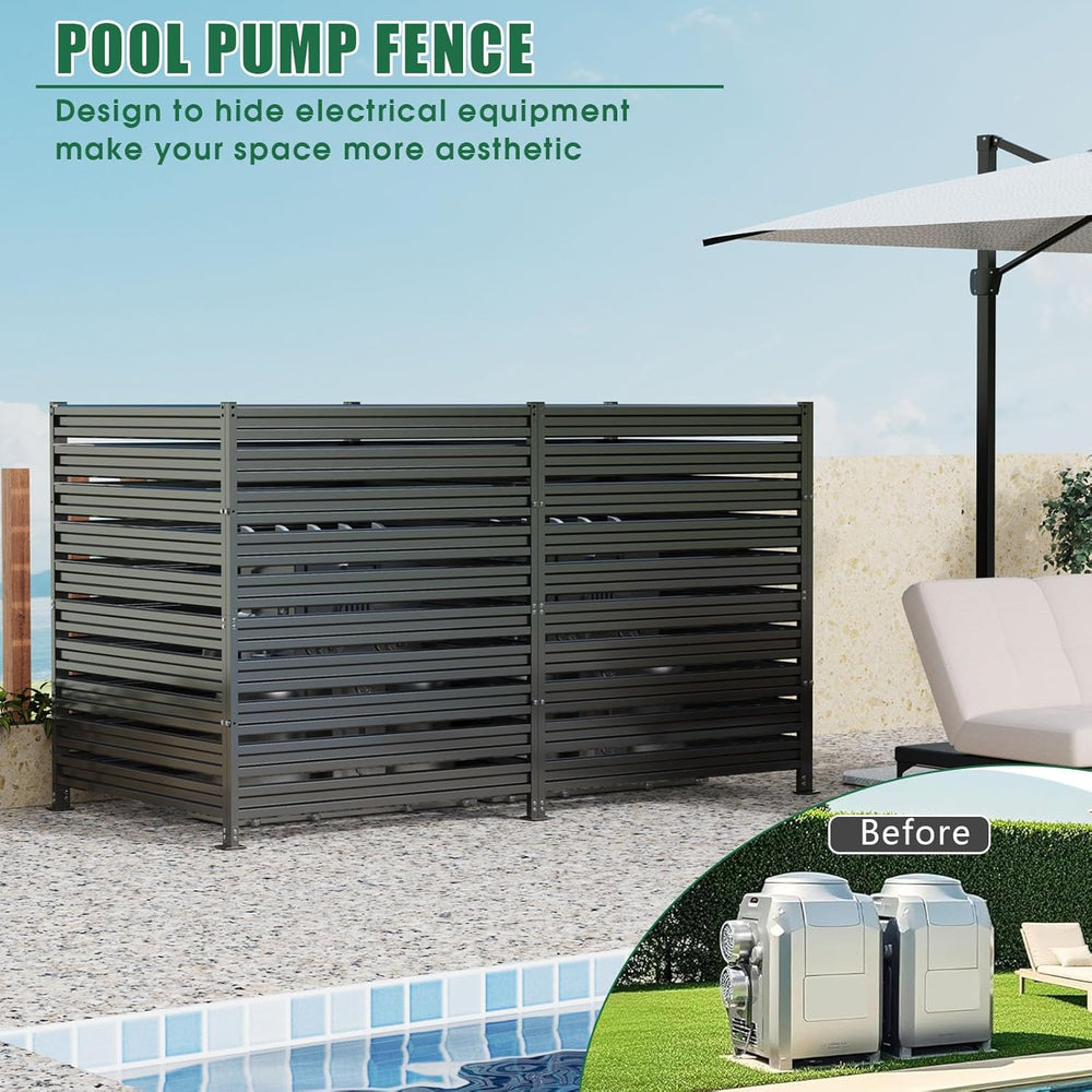 3 Panels Metal Air Conditioner Fence, 42" H x 38" W Privacy Fence P...