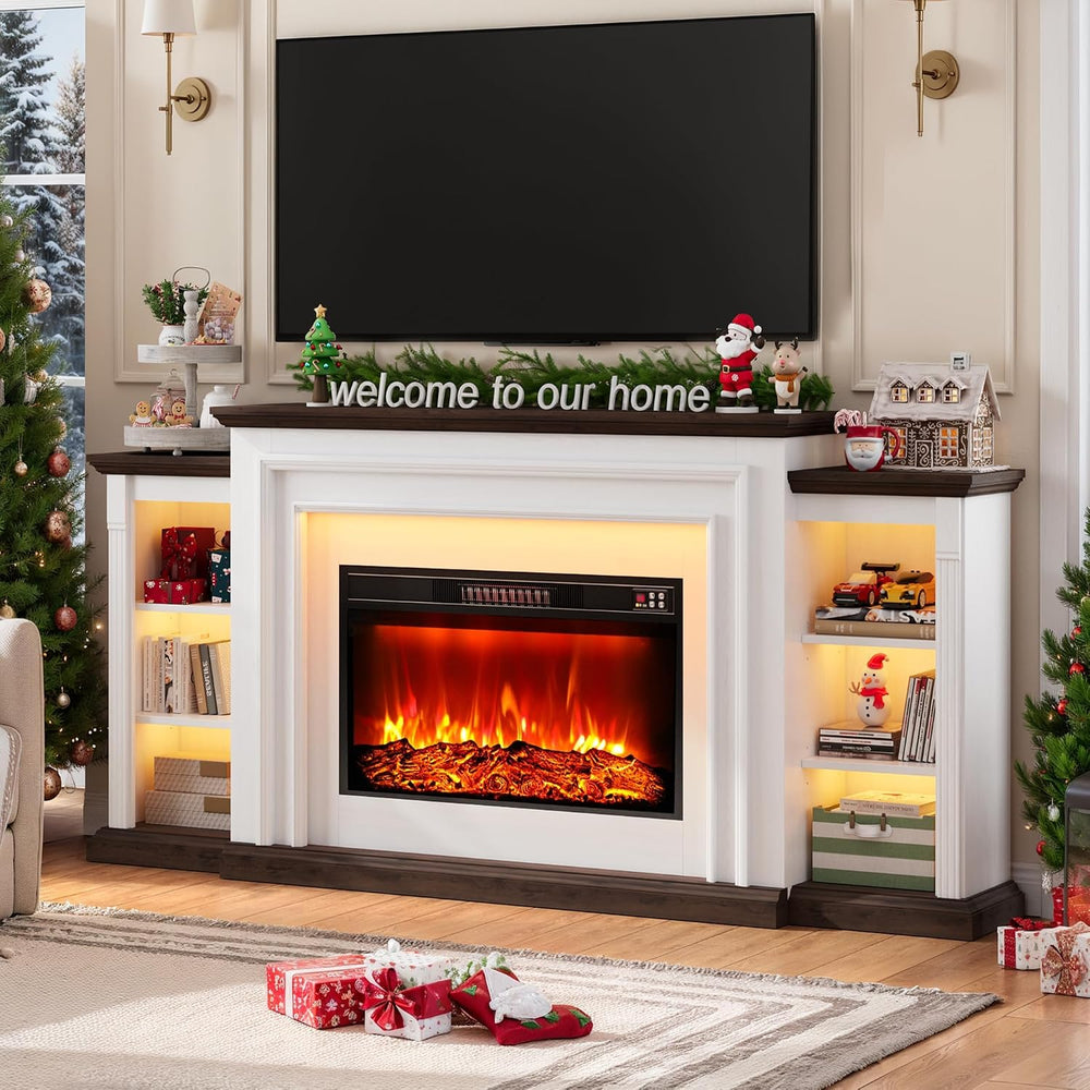 80" Electric Fireplace TV Stand for TVs Up to 90" with LED Light