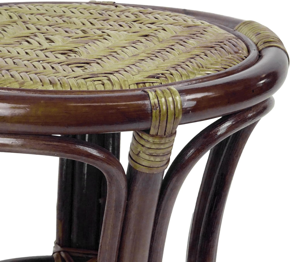 Breeze Handmade Rattan Wicker Stool Fully Assembled Dark Brown Color