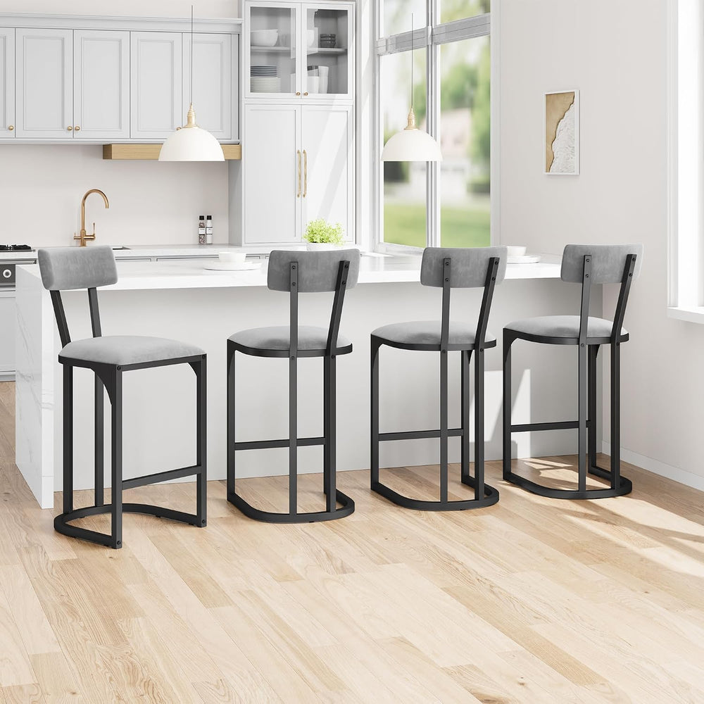GarveeHome 26.4 Inch Counter Height Bar Stools Set of 4 for Island, Gray