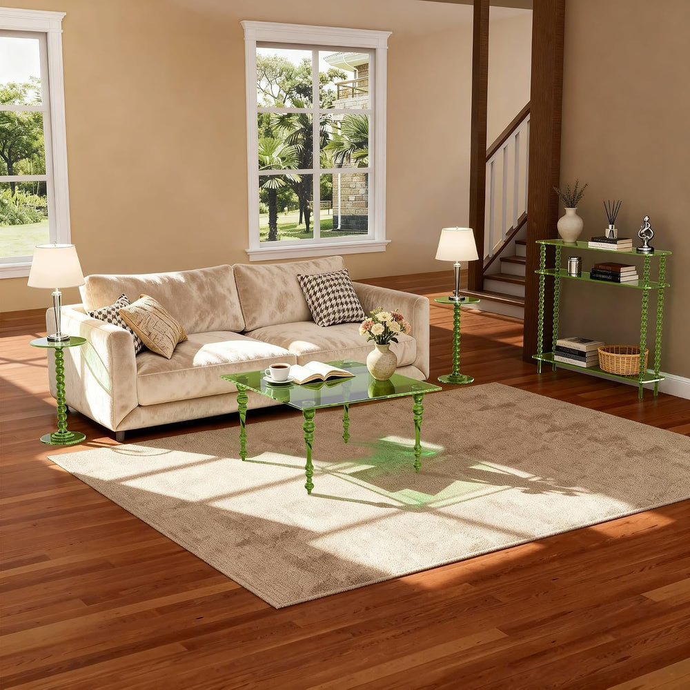 Acrylic Coffee Table Square, Mid-Century Modern Style for Living Room, Bedroo...