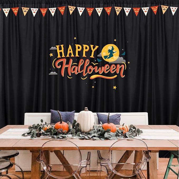Black Backdrop Curtain for Party, Halloween Backdrop Rod Pocket Photo Drapes ...