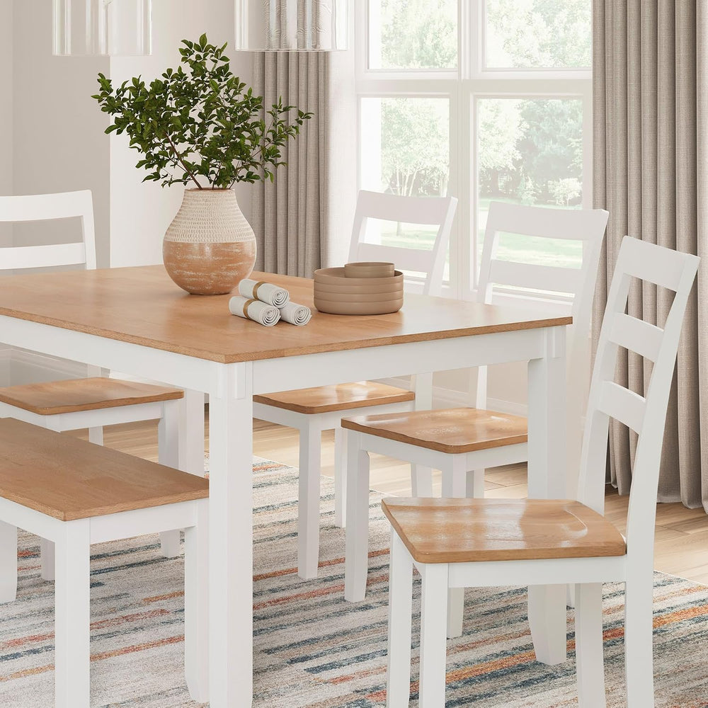 Signature Design by Ashley 6-Piece Dining Table Set with Bench and Chairs