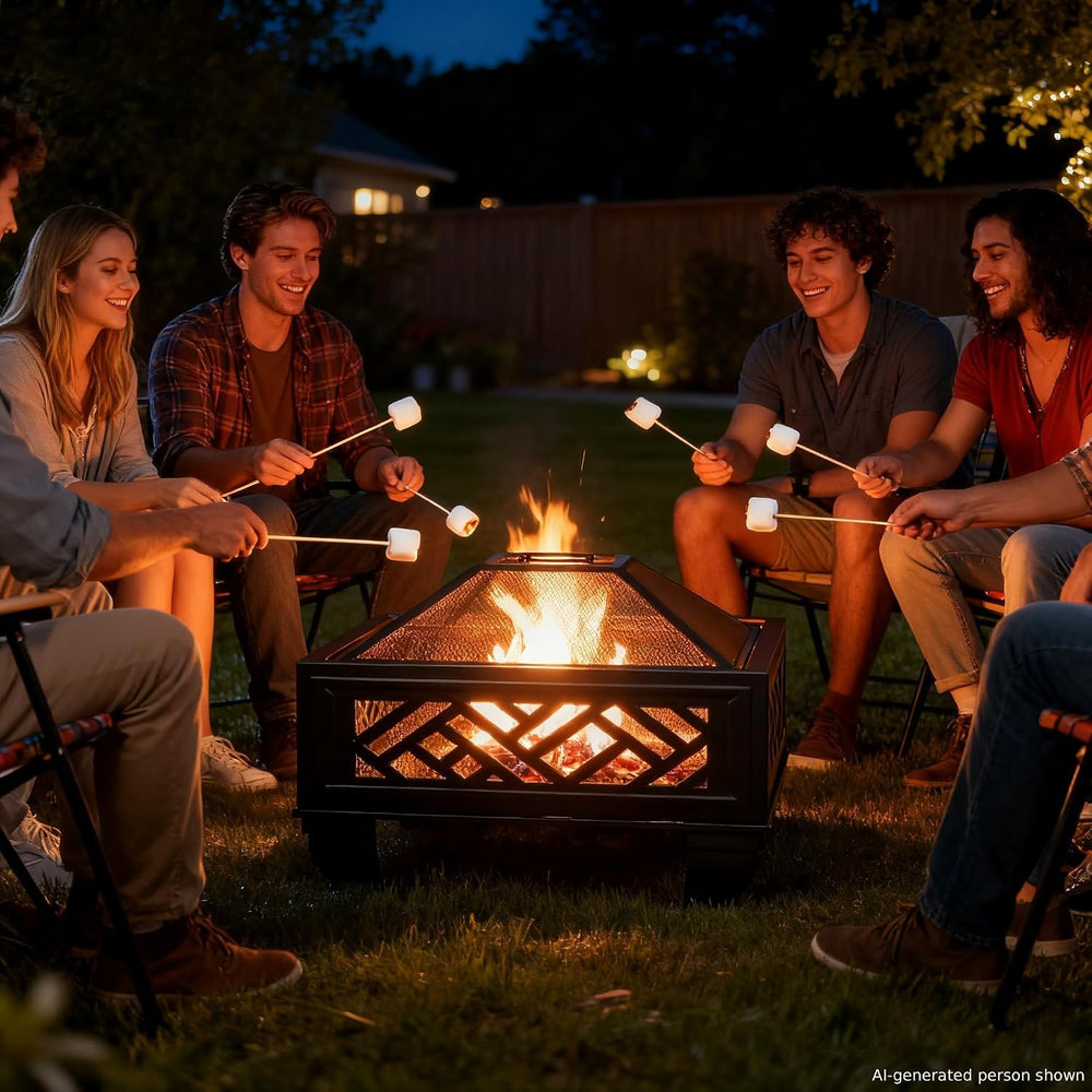 Breezz Wood-Burning Fire Pit with Grill, 26 in