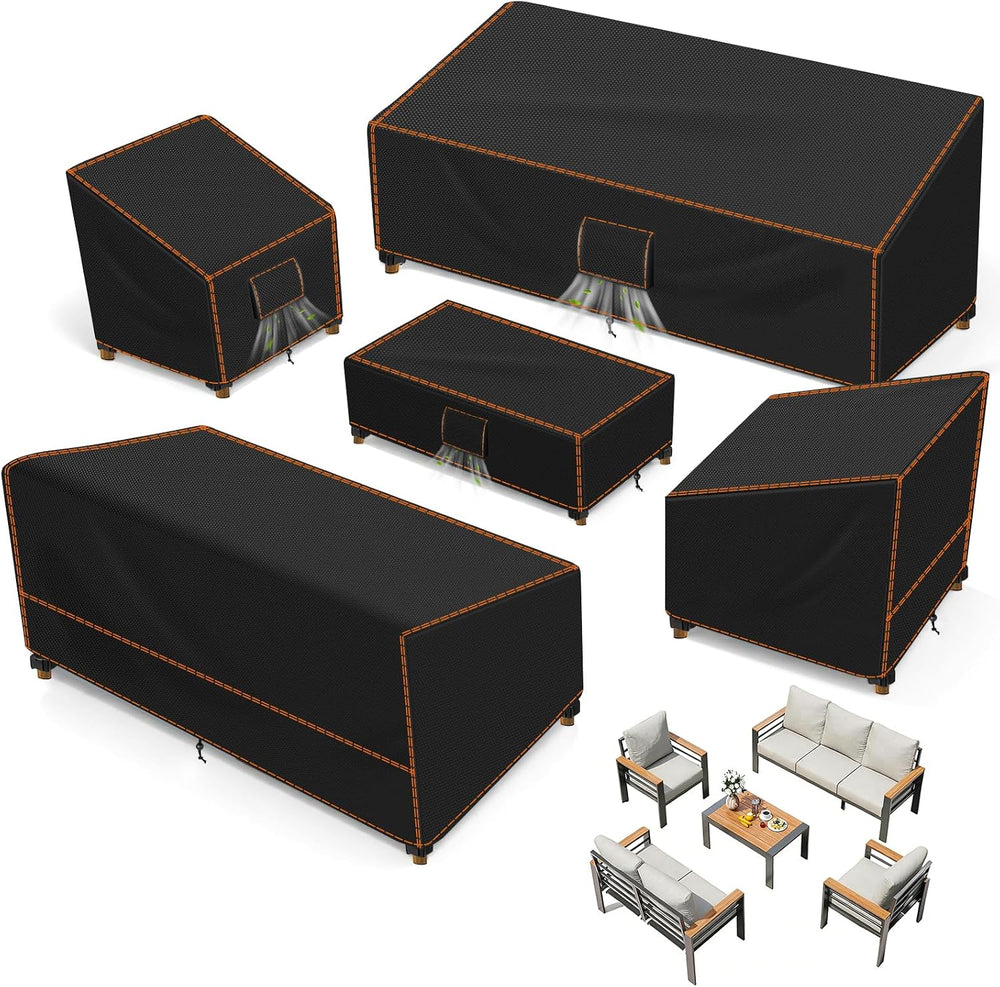 Patio Furniture Set Covers for Outdoor Waterproof 5 Piece, XX-Large, Black