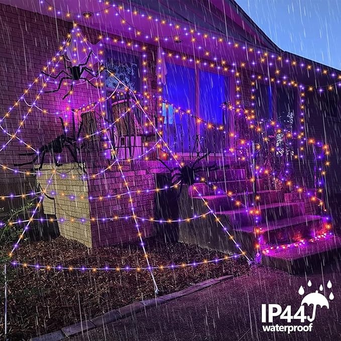 YEGUO 165ft 500 LED Halloween Lights Outdoor Waterproof, Orange and Purple St...