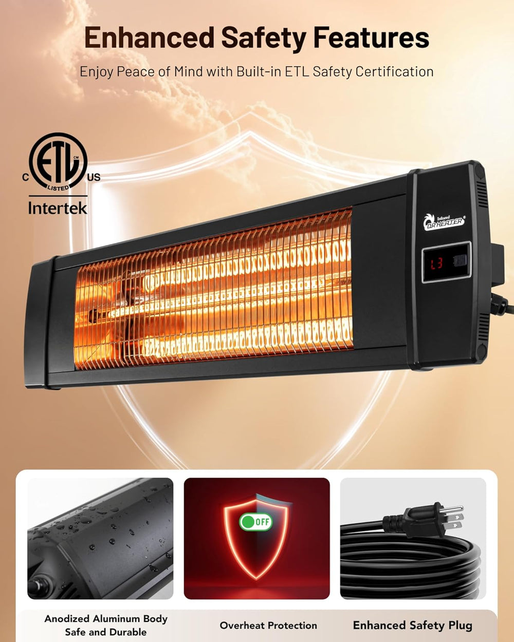 DR. INFRARED HEATER Portable Infrared Indoor and Outdoor Space Heater for Pat...