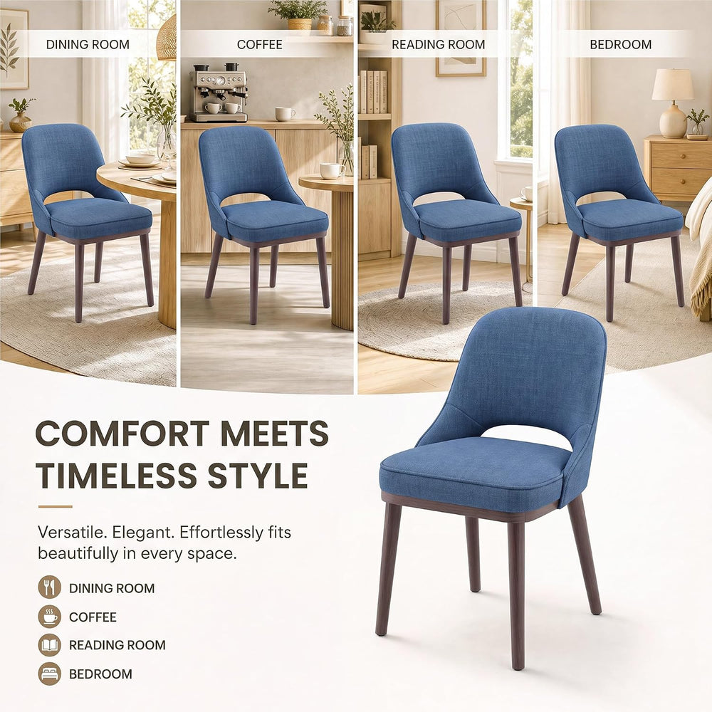 MALOL Wooden Dining Chairs Set of 4, Modern Fabric Upholstered Dining Room Ch...