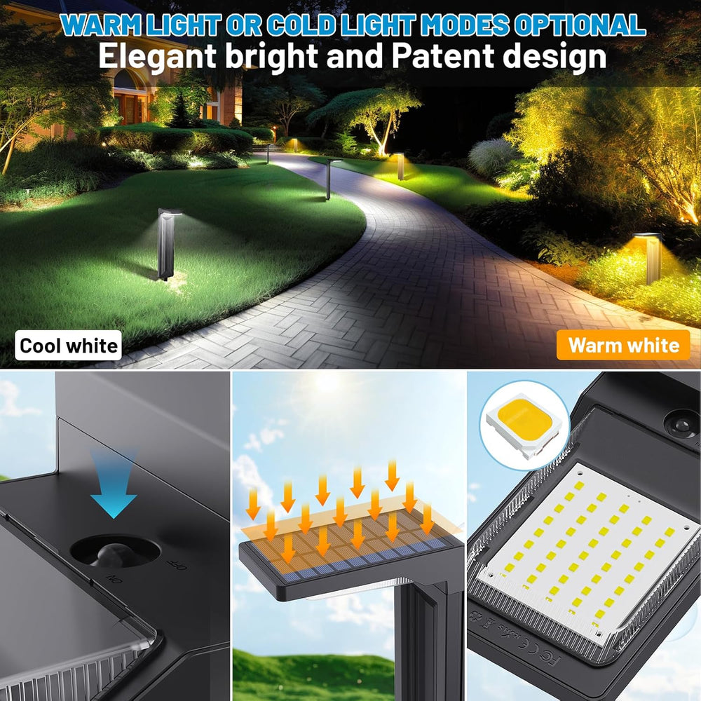Sunvivo Elegant Solar Pathway Lights,2 Modes(Cool White/Warm White)-2Pack