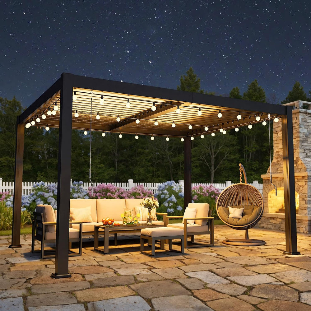 Pergola 10'x12' with Adjustable Roof & Thick Aluminum Frame for A...