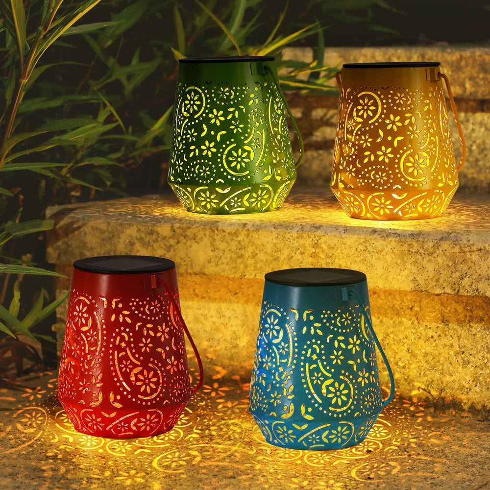 Solar Lanterns 4 Pack Outdoor Waterproof Solar Lights, Auto ON/Off Lanterns
