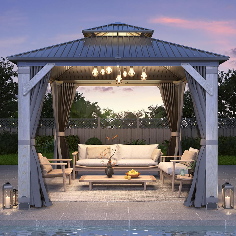 GARTOO 10' x 10' Outdoor Wood Gazebo