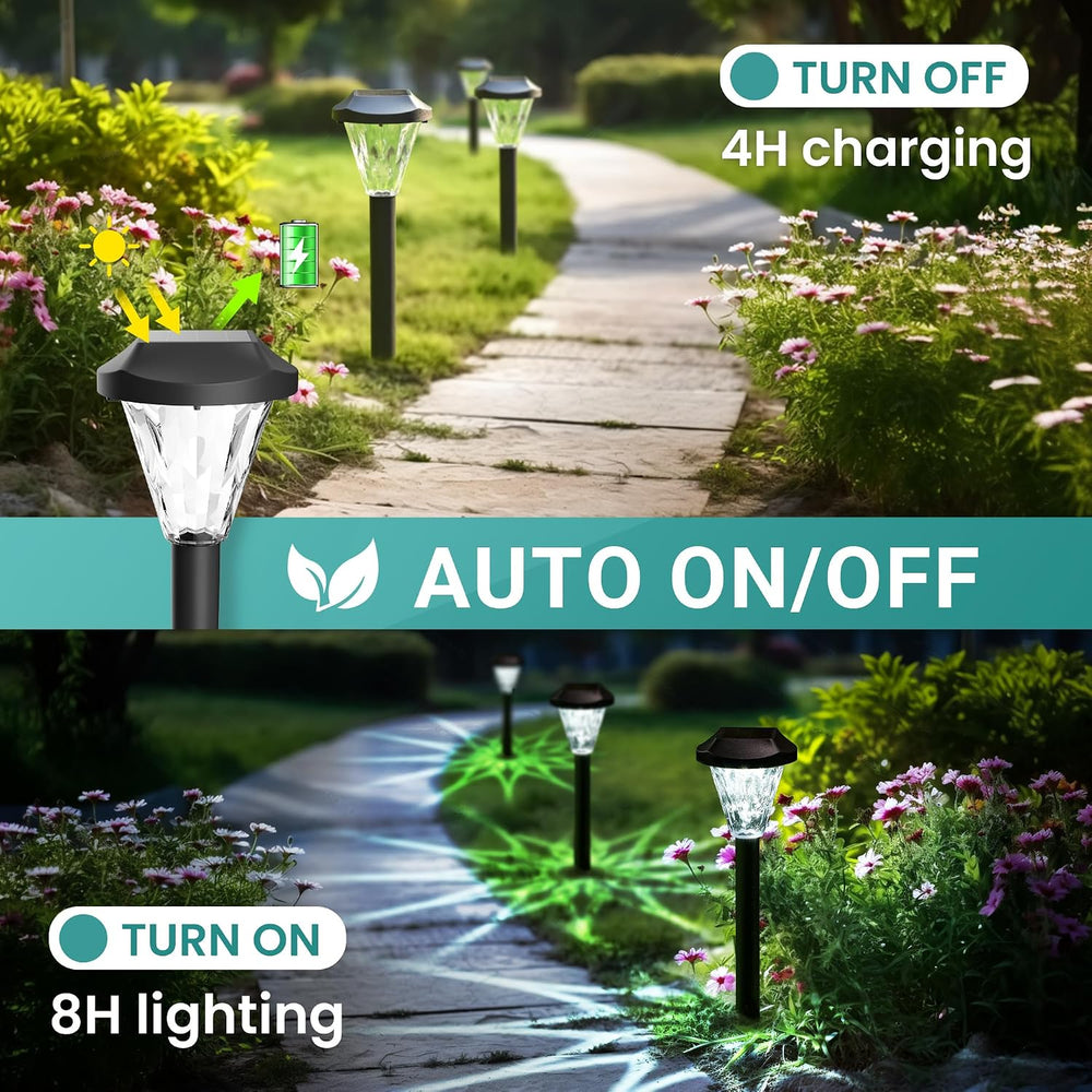 GIGALUMI 16 Pack Solar Lights Outdoor Waterproof, Solar Garden Lights