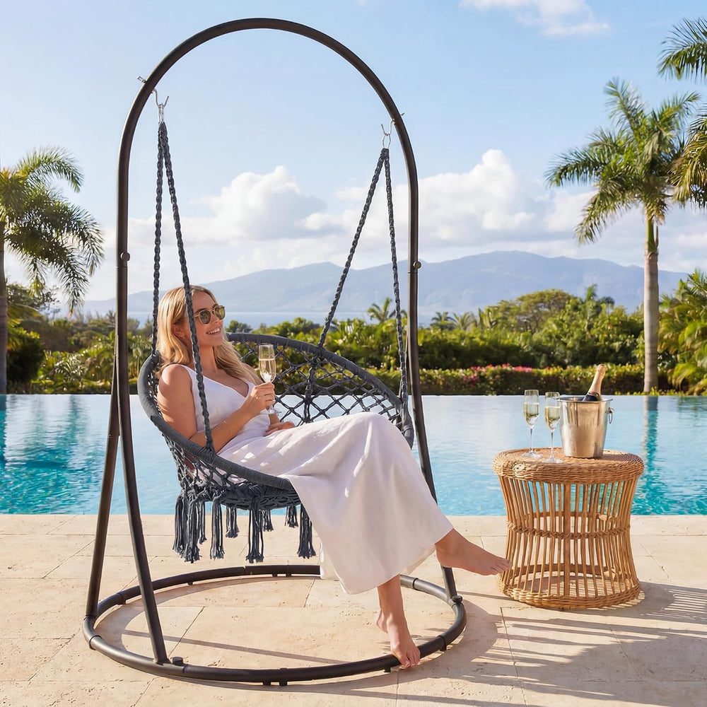 SUNCREAT Indoor Hammock Swing Chair with Stand, Hanging Chair Outdoor with St...