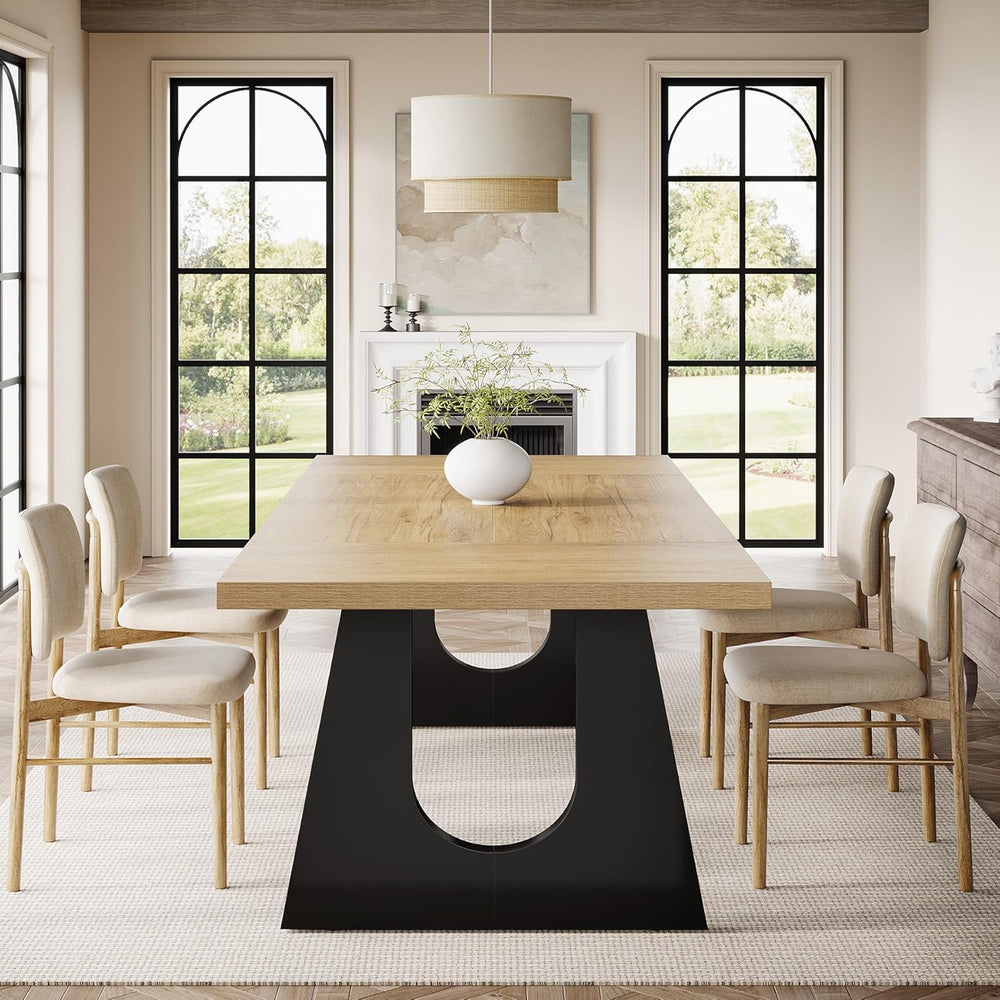 Tribesigns Large Dining Table for 6-8 People, 70.9-Inch Wood Rustic Rectangul...