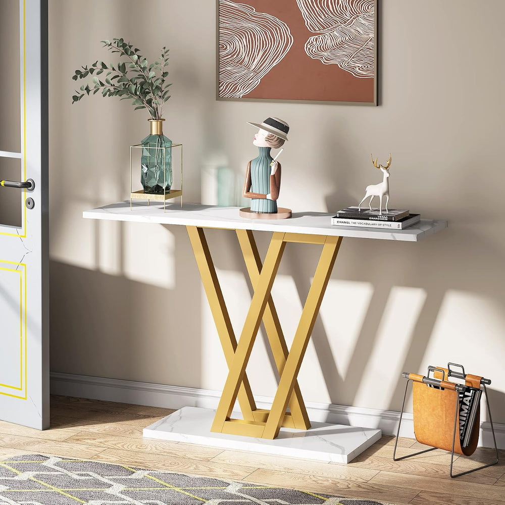Tribesigns Gold Console Table, Modern Hallway Table for Entryway, 43 Inch Ent...