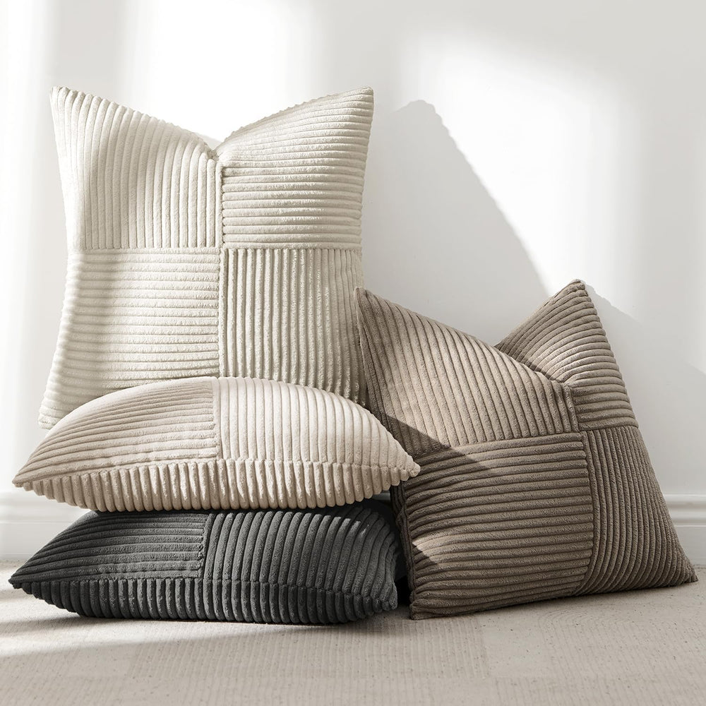 ANRODUO Decorative Throw Pillows for Couch 22x22 Neutral Gray Pack of 4