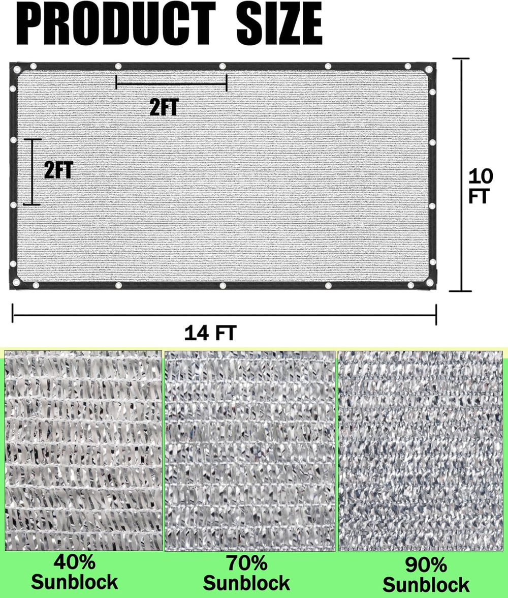70% Reflective Aluminum Shade Cloth, Silver, 10 x 14 FT