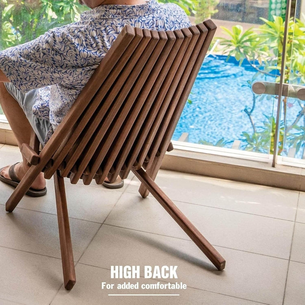 Melino Wooden Folding Tamarack Chairs, FSC Certified Acacia Low Profile Adiro...