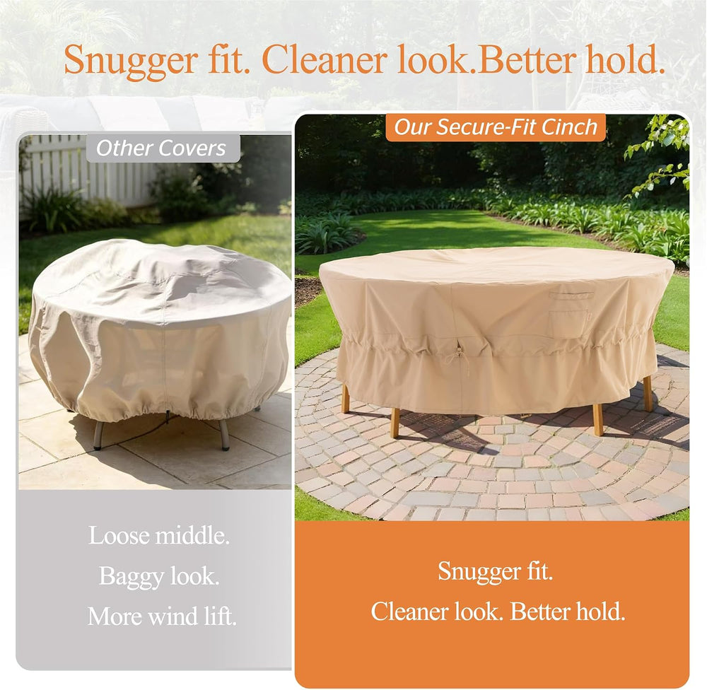 WJ-X3 Round Patio Furniture Cover, 84" D x 31" H, Beige