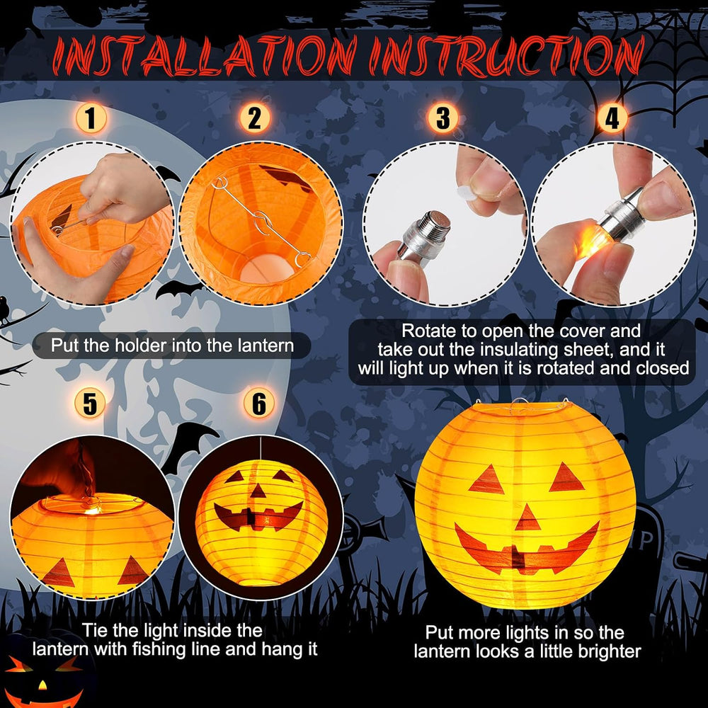 Retisee 20 Pcs 10 Inch Halloween Pumpkin Paper Lanterns Jack O Lantern