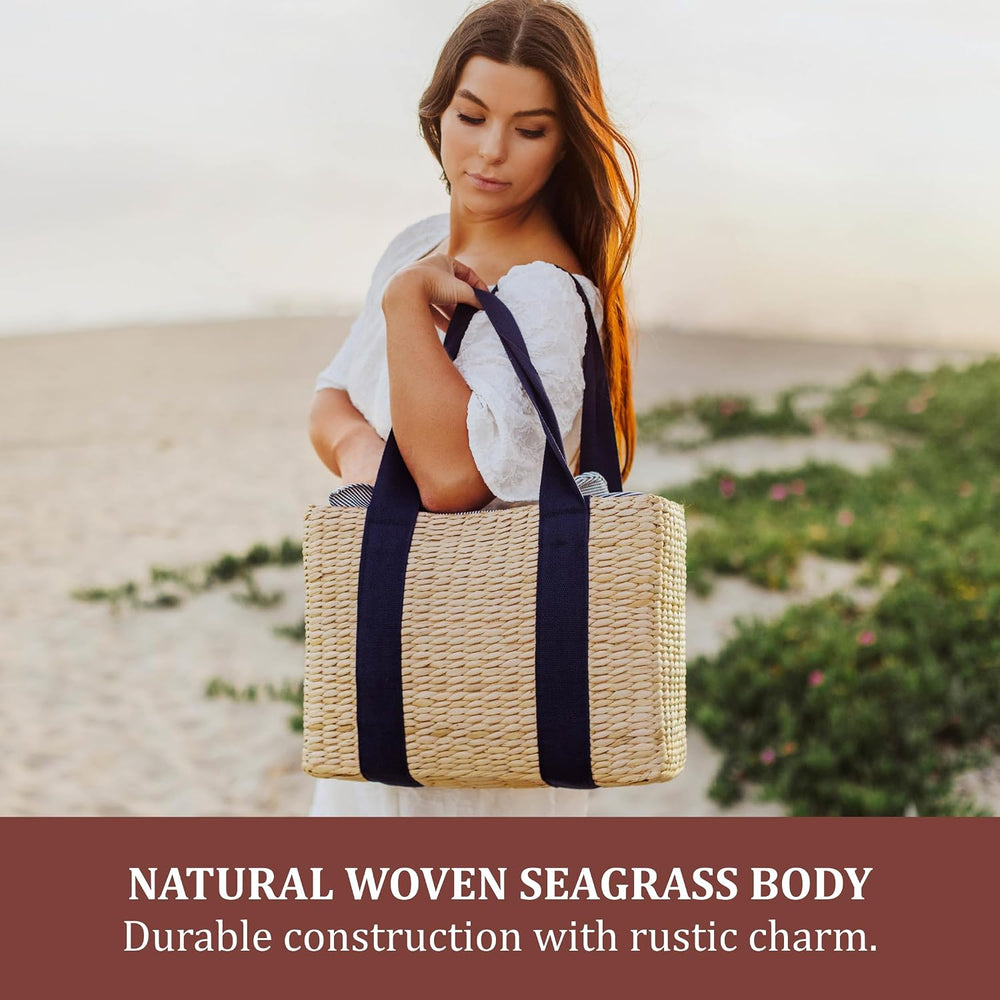 Picnic TIME Parisian Picnic Basket, Insulated Seagrass Picnic Basket, Waterpr...