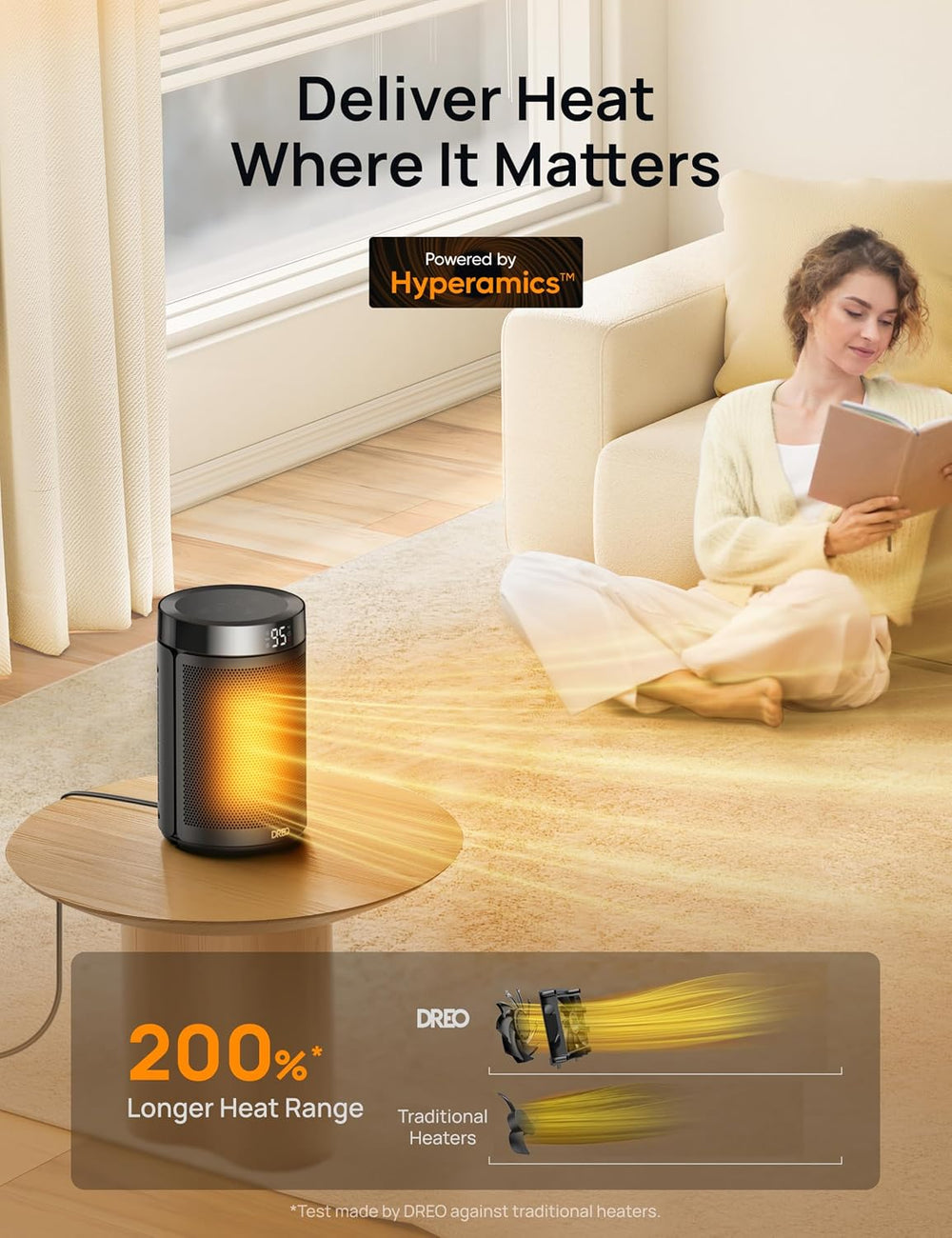 DREO Space Heater, Portable Electric Heaters for Indoor Use with Remote