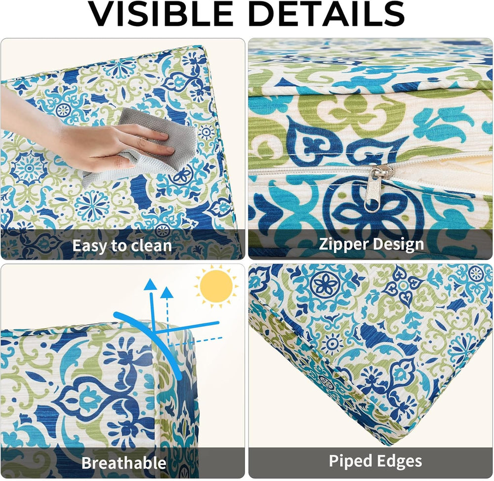 14 Piece Outdoor Patio Cushion Covers Replacement Waterproof with Zipper for ...