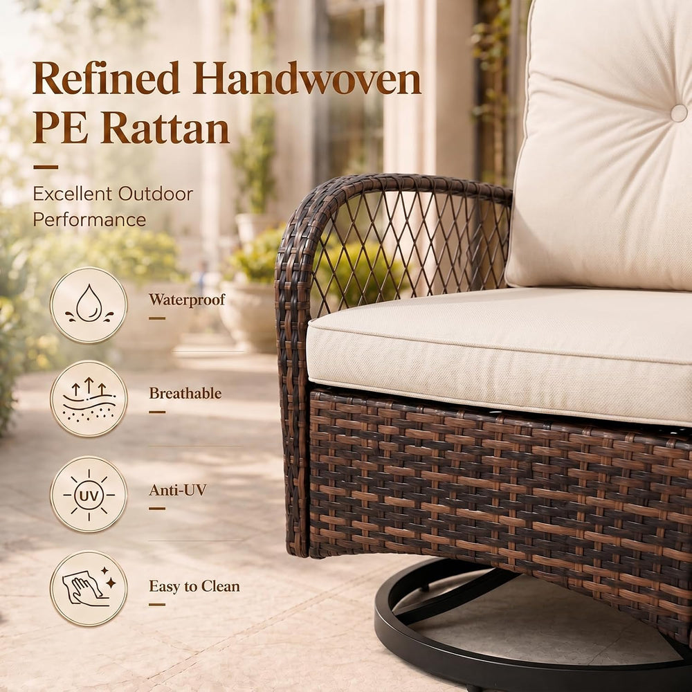 Outdoor Swivel Rocker Patio Chairs, 3 Piece Patio Furniture Set