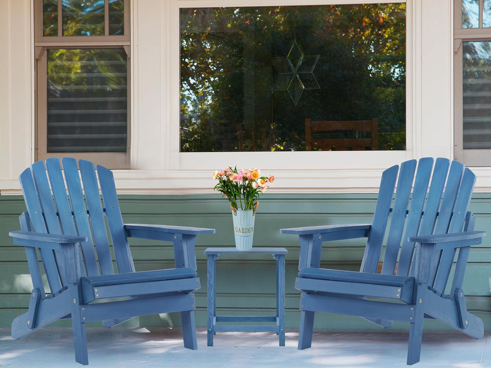 Oversized Wooden Folding Adirondack Chair with Pre-Assembled Backrest and Sea...