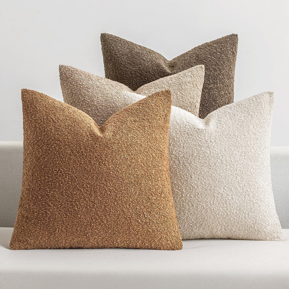 MIULEE Fall Euro Decorative Boucle Throw Pillow Covers 24x24 Brown Set of 4