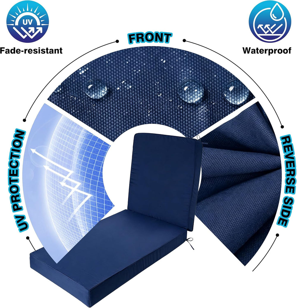 Chaise Lounge Cushions Outdoor 72x21x3.5 Inch, Waterproof and Fade Resistant ...