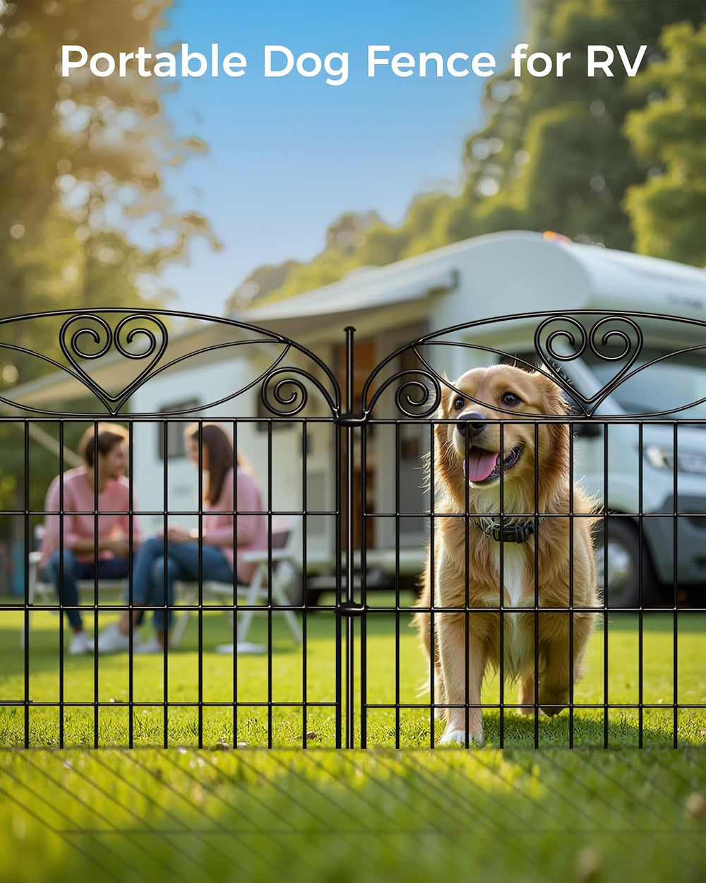 5 Panels No Dig Decorative Outdoor Garden Fence, 32 in(H) X 11.8 ft(L) Animal...