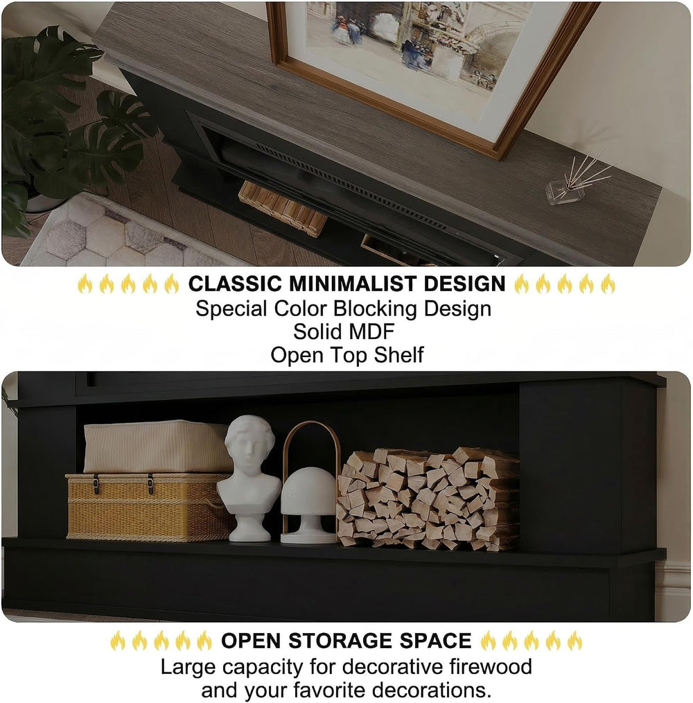 49" Electric Fireplace with Mantel,Freestanding Fireplace Heater with 40...