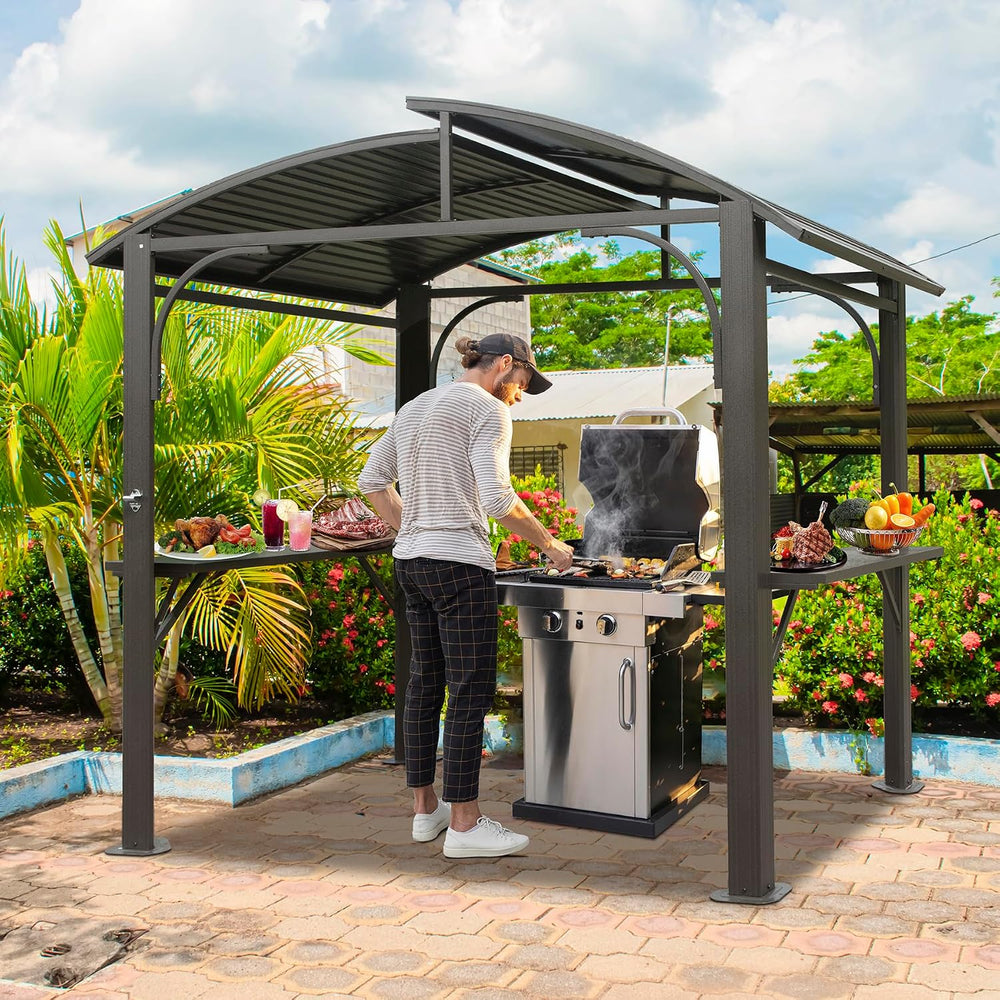 Domi Hardtop Grill Gazebo 8x5FT, Grill Canopy for Outdoor Grill w/Double Galv...