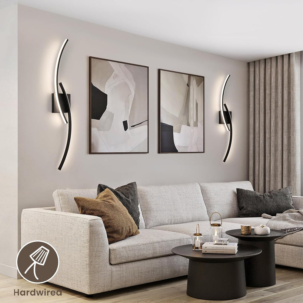 Hardwired 3000~6000K Modern Wall Sconce, 31.5IN Black LED Wall Light Fixtures...