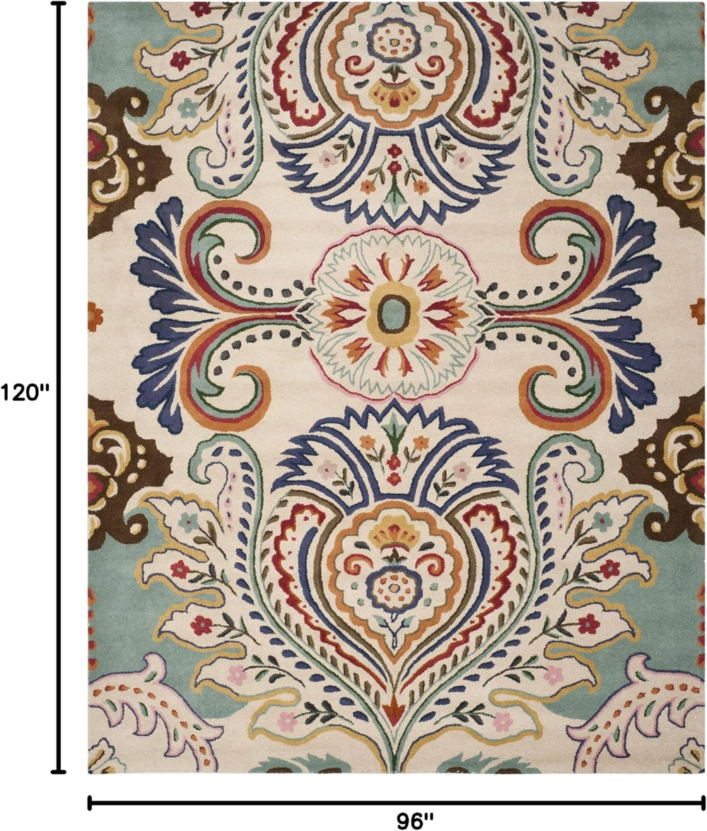 SAFAVIEH Area Rug 8x10 - Bella Collection - Large - Ivory & Teal, Handmad...