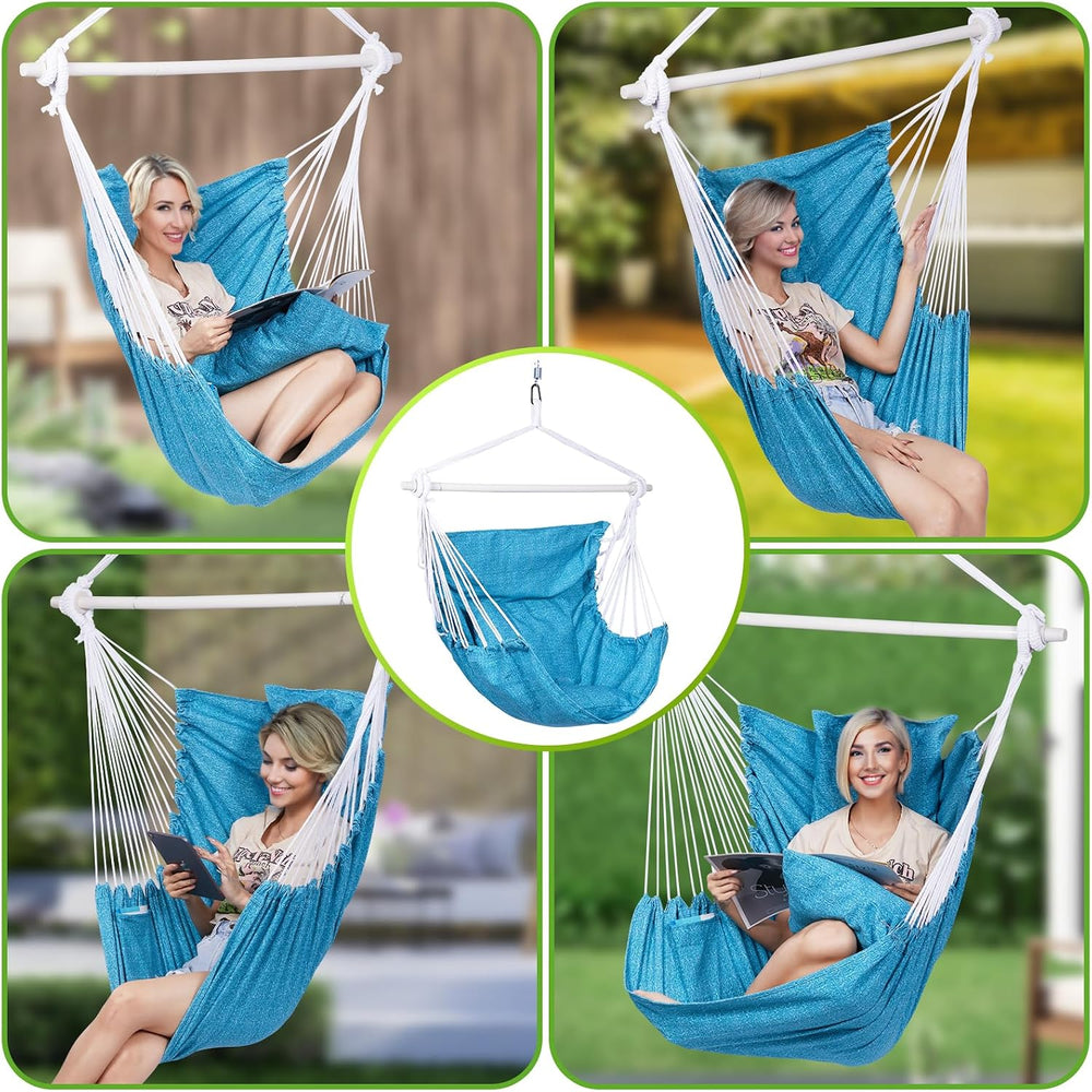 Backyard Expressions Hanging Hammock Chair Swing with Cushions & Hanging ...