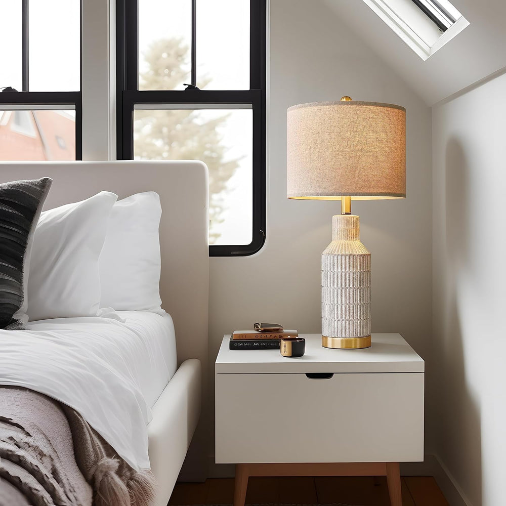 USumkky 25" Table Lamps Set of 2 - Modern Bedside Lamps for Living Room ...
