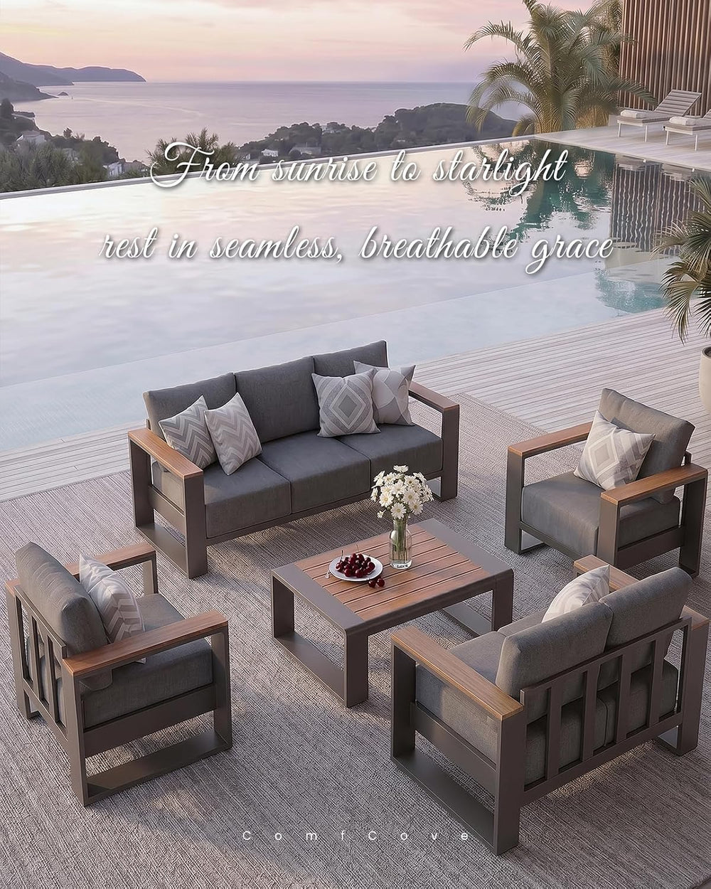 Oversized Aluminum Patio Furniture, 1 Piece Luxury Outdoor Furniture with 7.1...