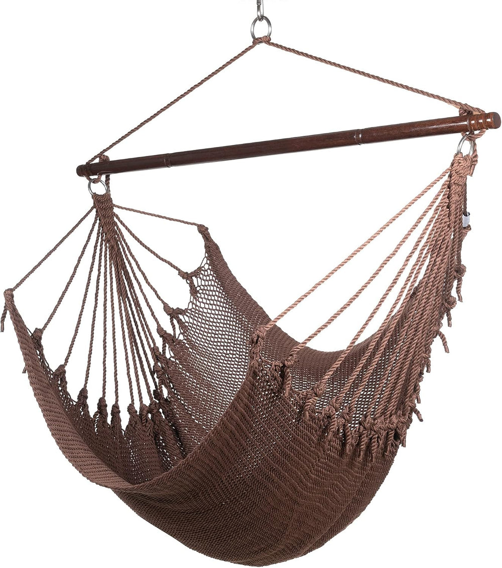 Jumbo Caribbean Hammock Chair with Footrest - 55 inch - Soft-Spun Polyester -...