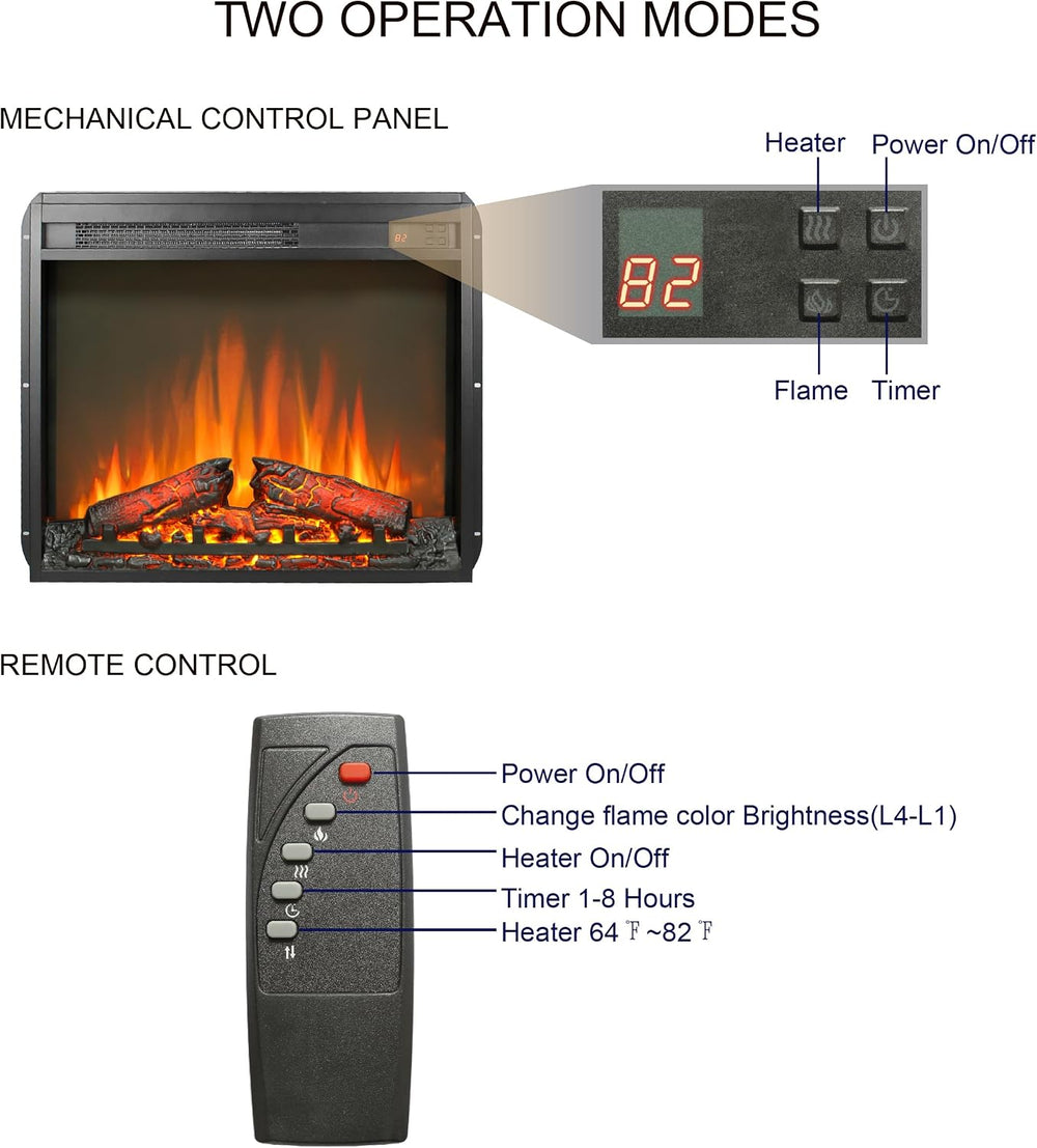 44 inch Electric Fireplace with Mantel, Portable Freestanding Wood Stove with...
